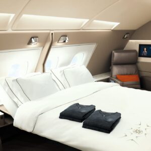 See inside Singapore’s A380 first class suite that features a full bed, private bathroom, and large leather armchair
